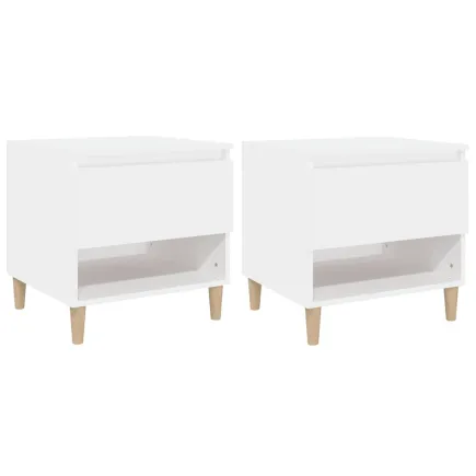 Tables de chevet 2 pcs Blanc 50x46x50 cm Bois d’ingénierie 2