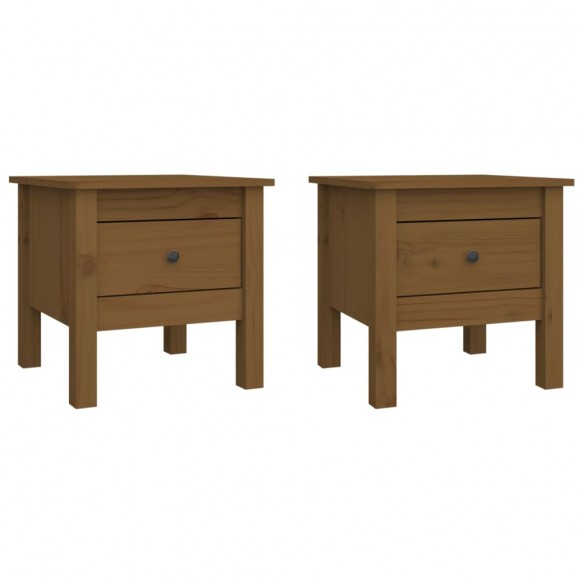 Tables d'appoint 2pcs Marron miel 40x40x39cm Bois massif de pin Tables d'appoint 2pcs Marron miel 40x40x39cm Bois massif de pin