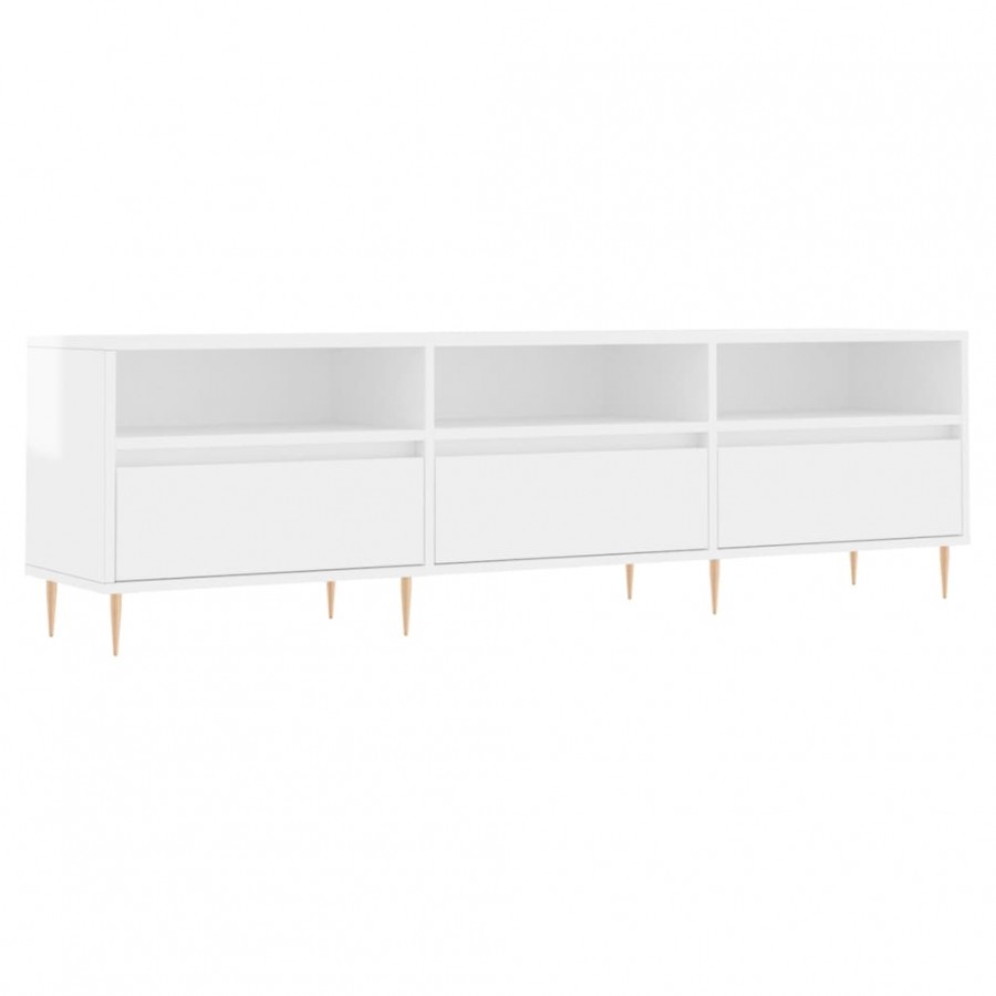 Meuble TV blanc brillant 150x30x44,5 cm bois d'ingénierie
