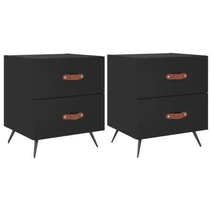 Tables de chevet 2 pcs noir 40x35x47,5 cm bois d’ingénierie 2