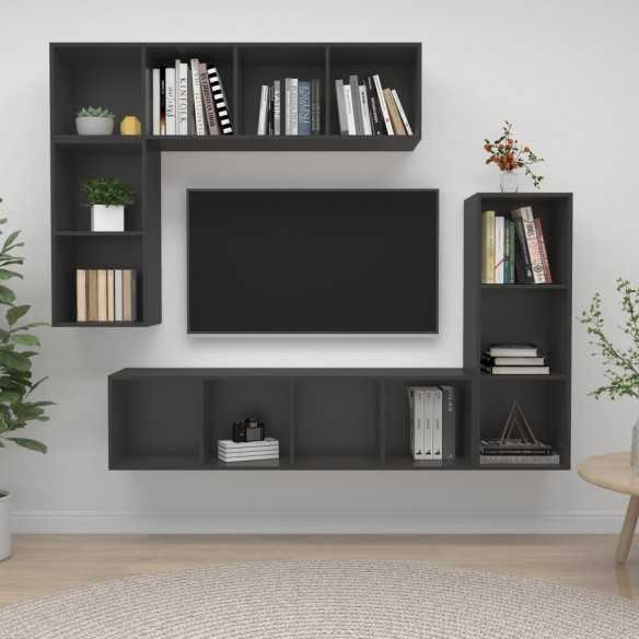 Ensemble de meubles TV 4 pcs Gris 