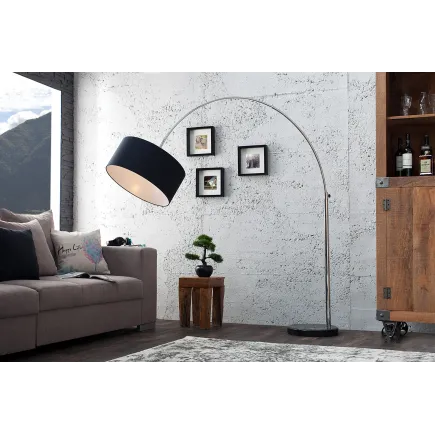 Lampadaire extensible design arqué en  lin noir 2