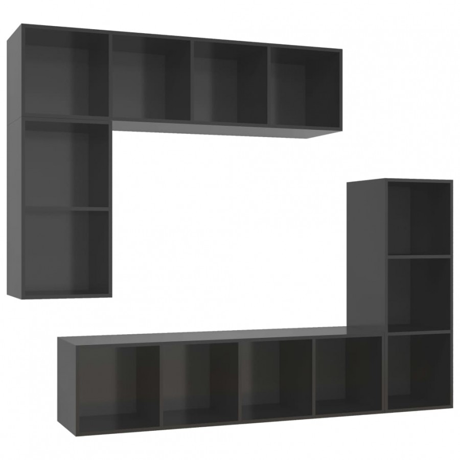 Ensemble de meubles TV 4 pcs Gris brillant 
