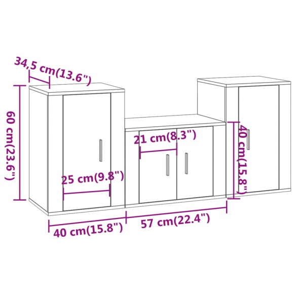 Ensemble de meubles TV 3 pcs Blanc 