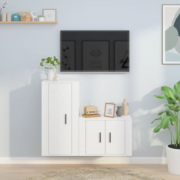 Ensemble de meubles TV 2 pcs Blanc 