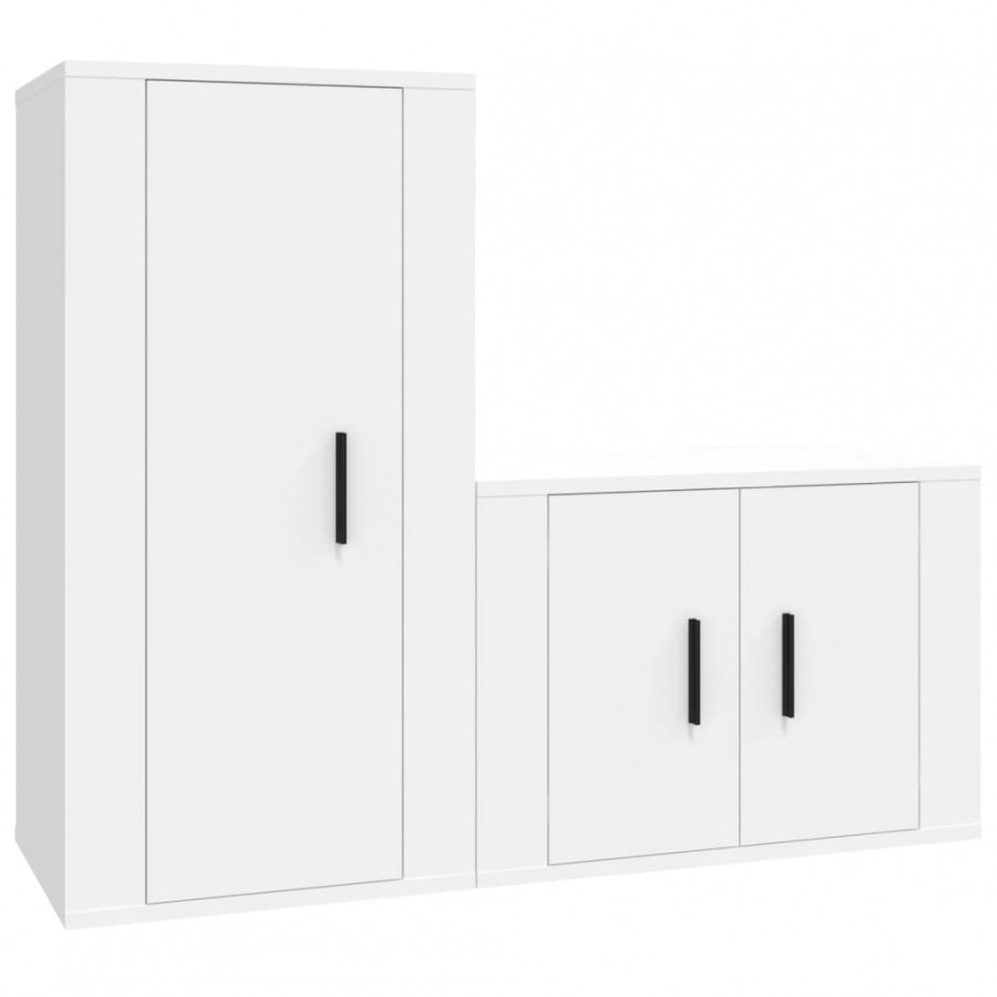 Ensemble de meubles TV 2 pcs Blanc 