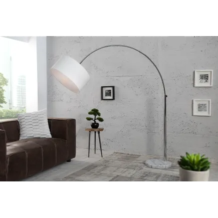 Lampadaire extensible design arc en lin blanc 2