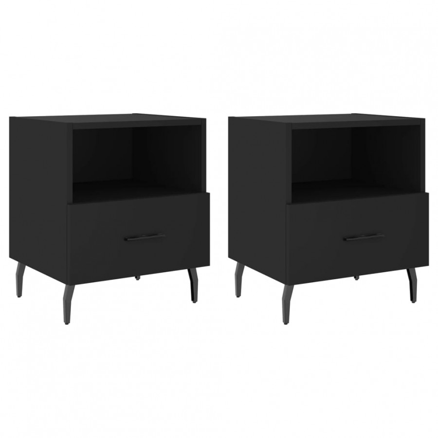 Tables de chevet 2 pcs noir 40x35x47,5 cm bois d’ingénierie