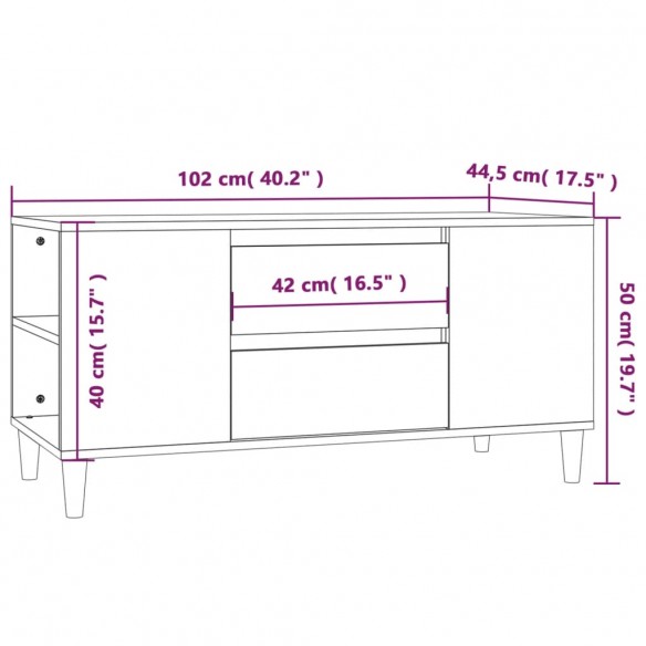 Meuble TV Sonoma gris 102x44,5x50 cm 