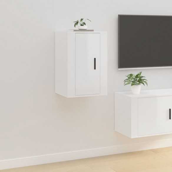 Meuble TV mural Blanc brillant 40x34,5x60 cm