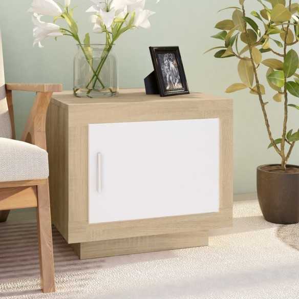 Table basse Blanc et chêne sonoma 51x50x45 cm 