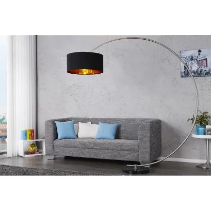 Lampadaire de 180cm extensible en arc  noir et or