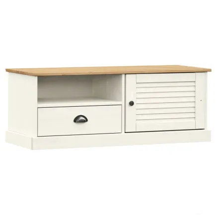 Meuble TV VIGO blanc 106x40x40 cm bois massif de pin 2