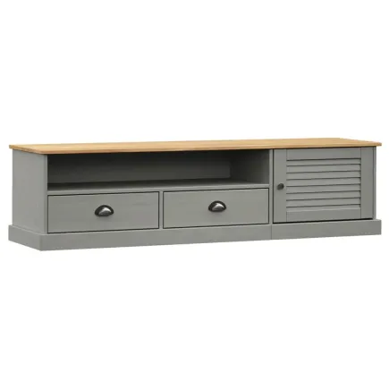 Meuble TV VIGO gris 156x40x40 cm bois massif de pin 2