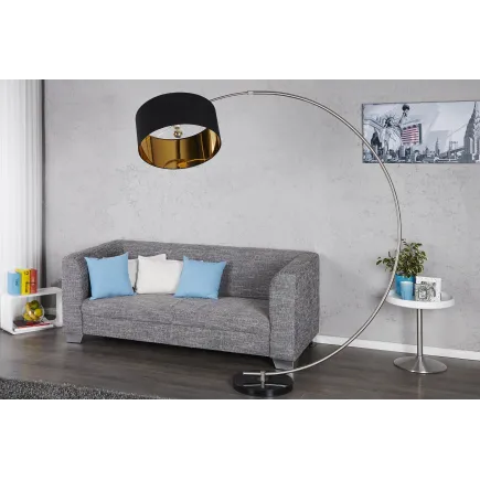 Lampadaire de 180cm extensible en arc  noir et or 2