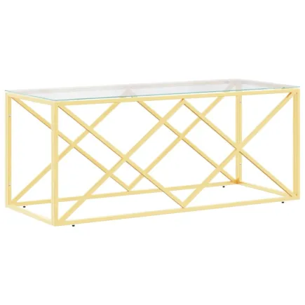 Table basse 110x45x45 cm acier inoxydable et verre 2