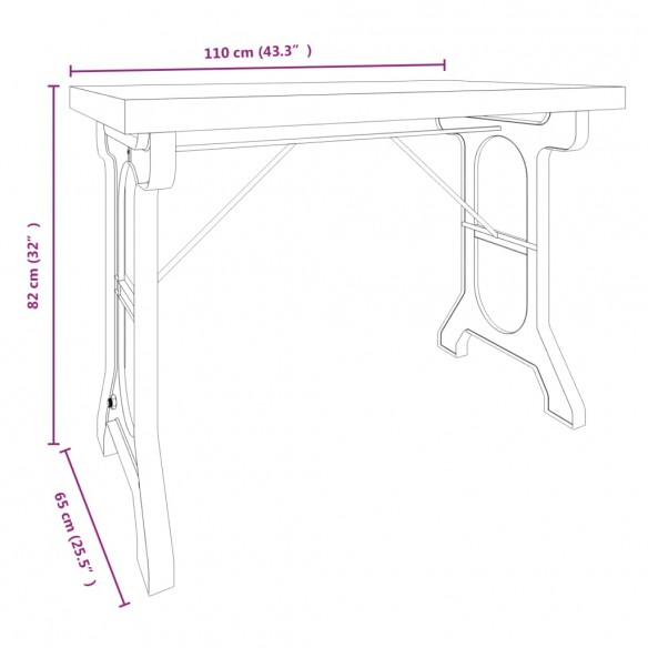 Table à dîner 110x65x82 cm Bois de sapin massif et fer