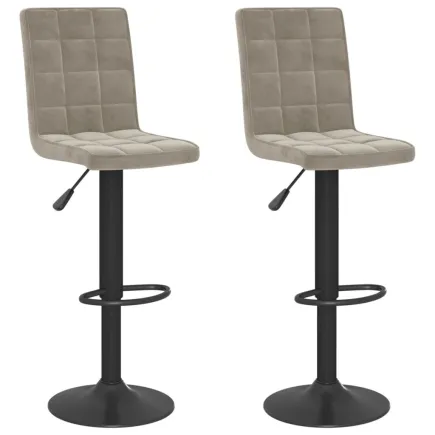 Tabourets de bar lot de 2 gris clair velours 2