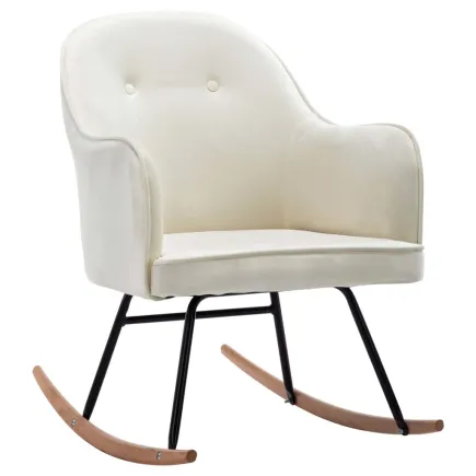 Chaise à bascule Blanc crème Velours 2