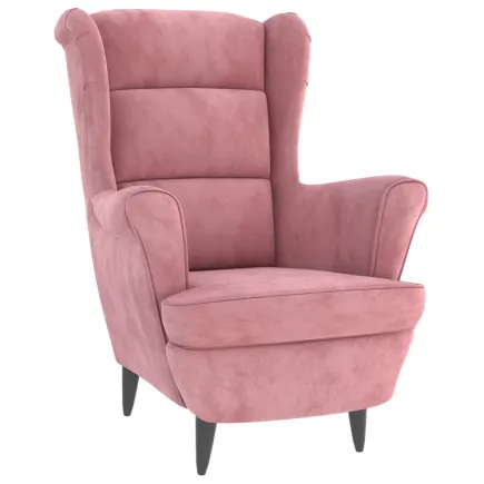 Fauteuil rose velours 2