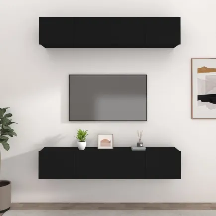Meubles TV 4 pcs Noir 80x30x30 cm