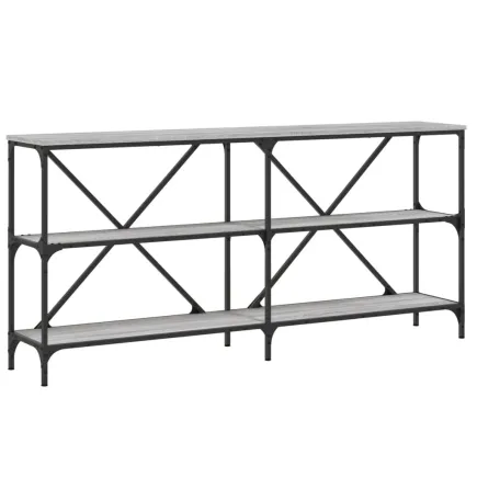 Table console sonoma gris 160x30x75 cm bois d'ingénierie et fer 2
