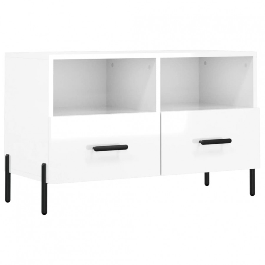 Meuble TV Blanc brillant 80x36x50 cm 