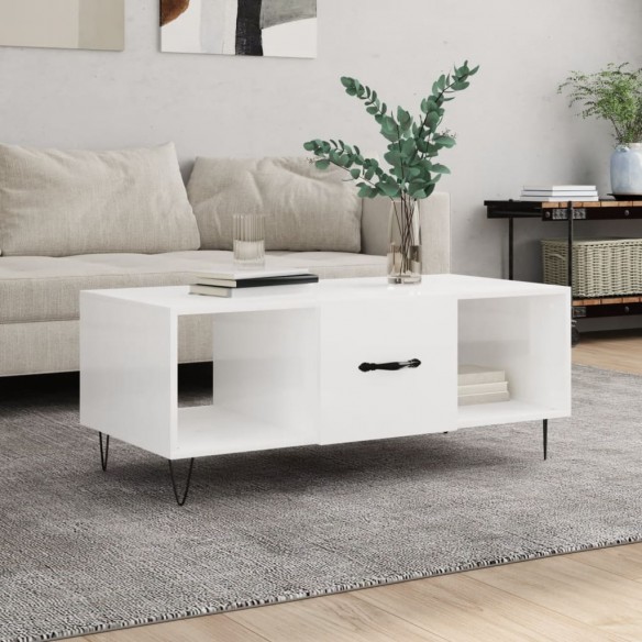 Table basse Blanc brillant 102x50x40 cm 