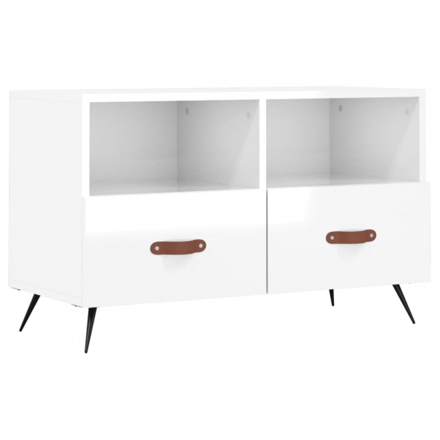 Meuble TV Blanc brillant 80x36x50 cm 