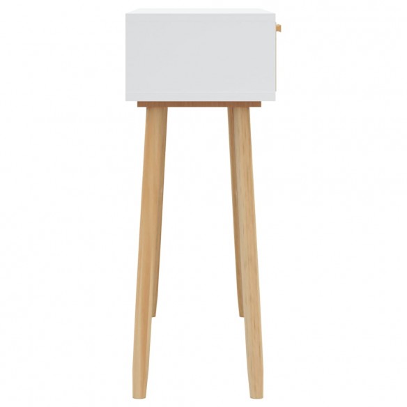 Table console Blanc 80x30x75 cm Bois massif pin /rotin naturel Table console Blanc 80x30x75 cm Bois massif pin /rotin naturel