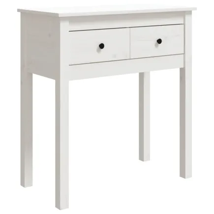 Table console Blanc 70x35x75 cm Bois massif de pin 2