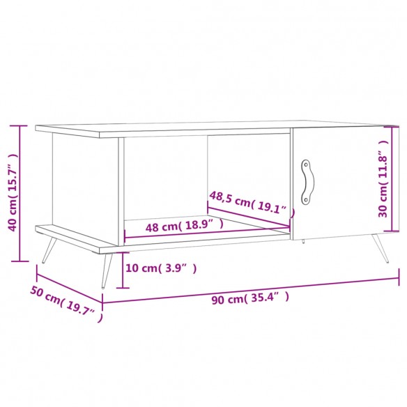 Table basse Blanc brillant 90x50x40 cm 