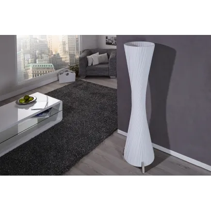 Lampadaire ovale 160 cm en tissu de latex plissé coloris blanc 2