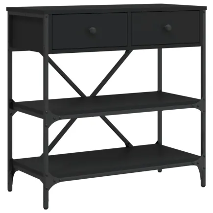 Table console noir 75x34,5x75 cm bois d'ingénierie 2