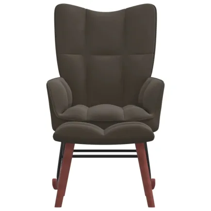 Chaise à bascule avec repose-pied Gris foncé Velours 2