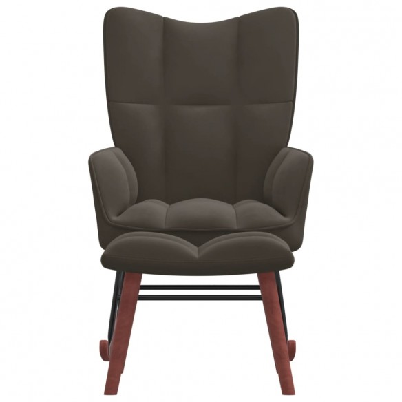 Chaise à bascule avec repose-pied Gris foncé Velours Chaise à bascule avec repose-pied Gris foncé Velours