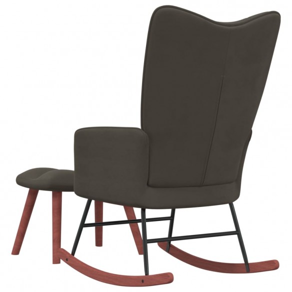 Chaise à bascule avec repose-pied Gris foncé Velours Chaise à bascule avec repose-pied Gris foncé Velours