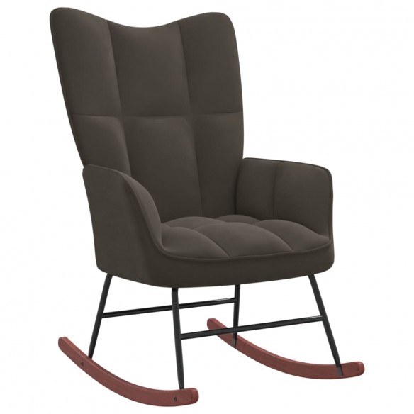 Chaise à bascule avec repose-pied Gris foncé Velours Chaise à bascule avec repose-pied Gris foncé Velours