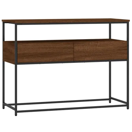 Table console chêne marron 100x40x75 cm bois d'ingénierie 2