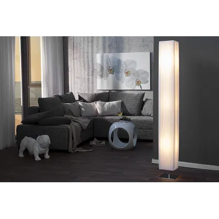 Lampadaire rectangulaire 160cm en tissu de latex plissé blanc