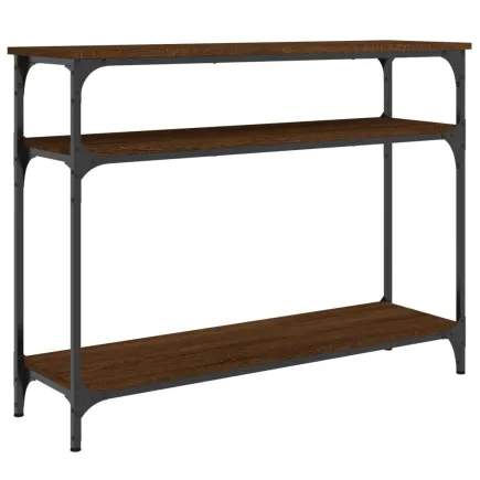 Table console chêne marron 100x29x75 cm bois d'ingénierie 2