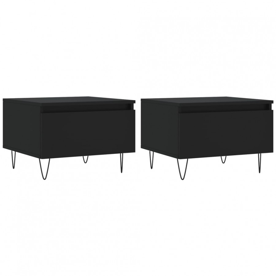 Tables basses 2 pcs noir 50x46x35 cm bois d'ingénierie