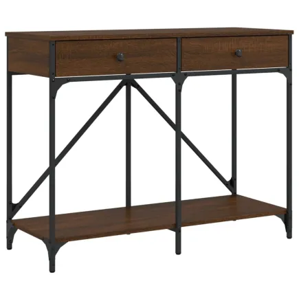 Table console chêne marron 100x39x78,5 cm bois d'ingénierie 2
