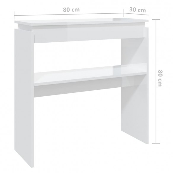 Table console Blanc brillant 80x30x80 cm Aggloméré Table console Blanc brillant 80x30x80 cm Aggloméré