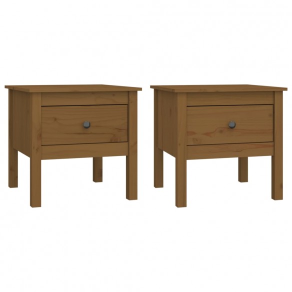Tables d'appoint 2pcs Marron miel 50x50x49cm Bois massif de pin Tables d'appoint 2pcs Marron miel 50x50x49cm Bois massif de pin