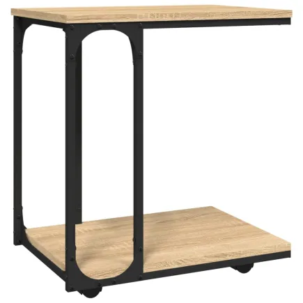 Table d'appoint à roues Chêne sonoma 50x35x55,5 cm 2