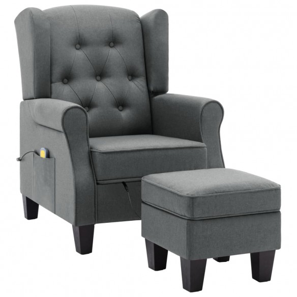 Fauteuil de massage avec repose-pied Gris clair Tissu Fauteuil de massage avec repose-pied Gris clair Tissu