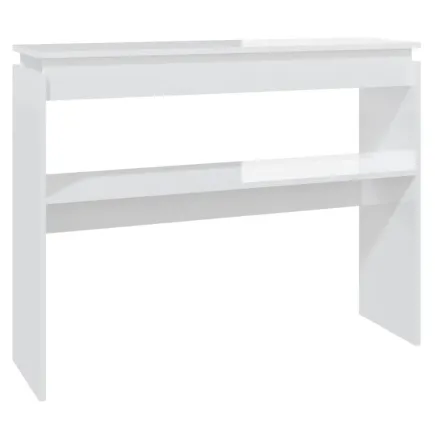 Table console Blanc brillant 102x30x80 cm Aggloméré 2