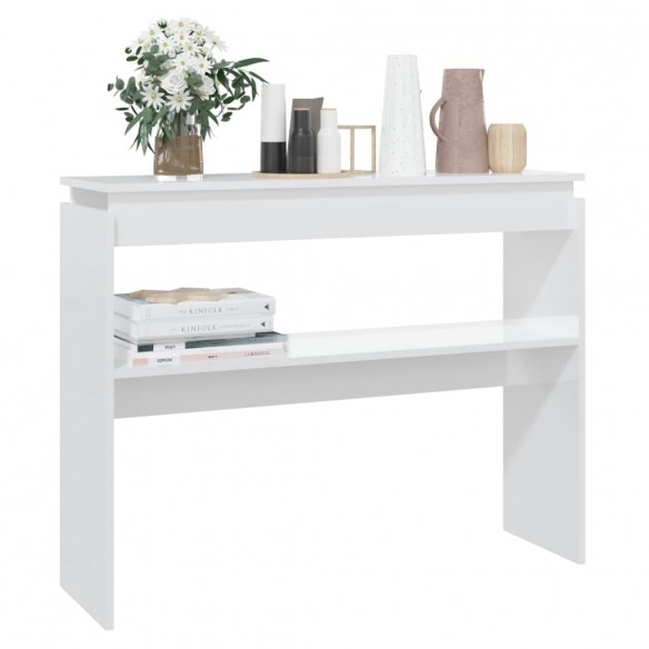 Table console Blanc brillant 102x30x80 cm Aggloméré Table console Blanc brillant 102x30x80 cm Aggloméré
