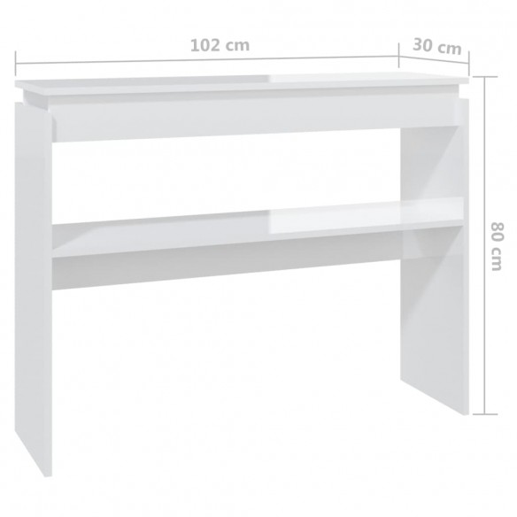 Table console Blanc brillant 102x30x80 cm Aggloméré Table console Blanc brillant 102x30x80 cm Aggloméré
